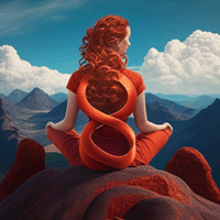 mujer meditando con simbolo del infinito